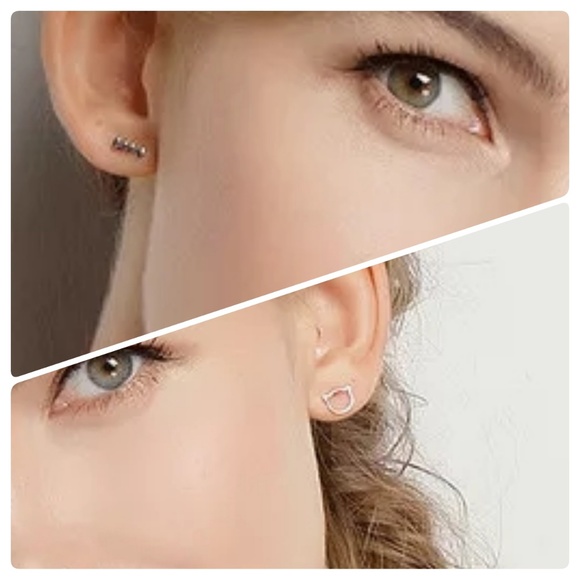 Cat Themed 925 Silver Stud Earrings - Picture 2 of 6